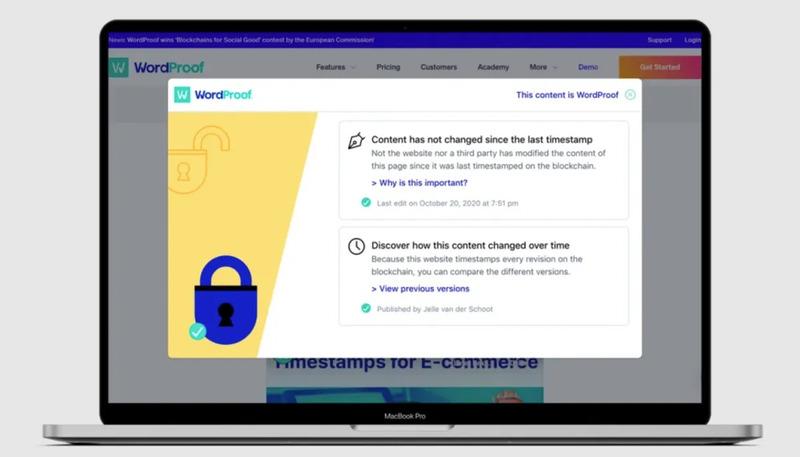 Hướng tới một trang web đáng tin cậy Nội dung có dấu thời gian với WordProof 4