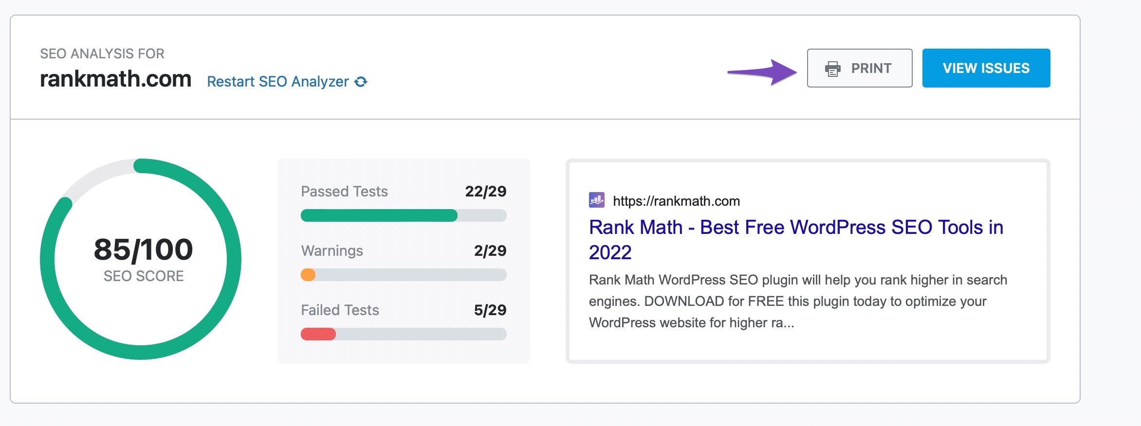 Phân tích SEO trang web của bạn với Rank Math 2