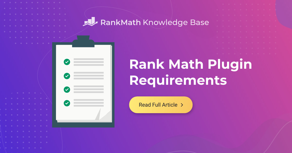 Yêu cầu về plugin Rank Math 2